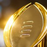 The College Football Playoff championship trophy.