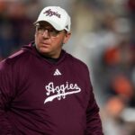 Texas A&M head coach Mike Elko before taking on Auburn.