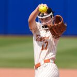 Texas pitcher Teagan Kavan in action.