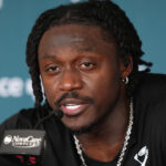 AJ Brown speaks to the media.